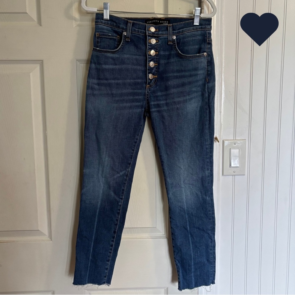 Veronica Beard Debbie Skinny High Rise Button-Fly Jeans Denim Nantucket
